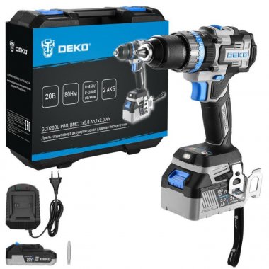 Фотография товара 'Deko 083-1107 Дрель-шуруповерт аккумуляторная ударная 20В, 1х5.0 Аh,1х2.0 Аh'