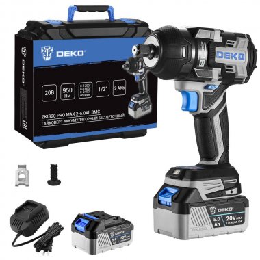 Фотография товара 'Deko 083-1088 Гайковерт аккумуляторный 20В, 2*5.0Ач, 950 Нм'