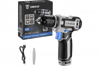 Фотография товара 'Deko 063-4141 Аккумуляторная дрель-шуруповерт ZKCD12FU-Li, 12В, 1х1.5Ач'