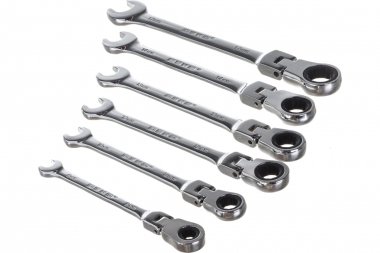 Фотография товара 'Deko 065-0550 Ключи комбинированные трещоточные шарнирные в наборе RW02 8-17 мм'