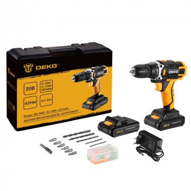 Фотография товара 'Deko 080-1005 Аккумуляторная дрель-шуруповерт Banger 20V 20В, 2х1.5Ач'