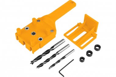 Фотография товара 'Deko 041-0224 Кондуктор для сверления отверстий + набор аксессуаров (8 предметов) WWDL08'