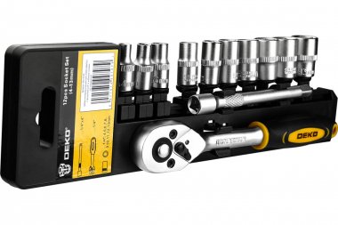 Фотография товара 'Deko 065-0324 Набор инструментов для авто DKMT12 с трещоткой 1/4" и набором головок'