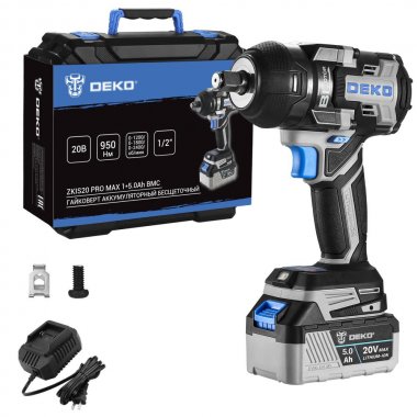 Фотография товара 'Deko 083-1089 Гайковерт аккумуляторный бесщеточный 20В, 1*5.0Ач, 950 Нм'