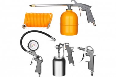 Фотография товара 'Deko 018-0909-1 Набор пневмоинструмента DKSG05-1 (5 предметов, краскораспылитель с нижним бачком)'