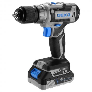 Фотография товара 'Deko 083-1038 Аккумуляторная дрель-шуруповерт + 63 инструмента для дома, 20В, 2x2'