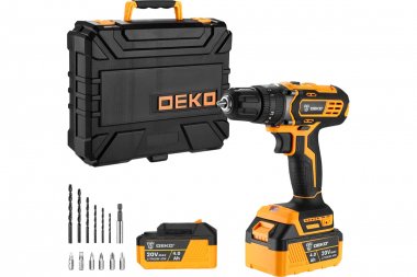 Фотография товара 'Deko 063-4420 Дрель-шуруповерт аккумуляторная ударная DKCD20 Impact 20В, 2*4.0Ач'