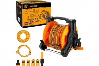 Фотография товара 'Deko 065-0462 Набор для полива DKI15: катушка, шланг усиленный 1/2" 15м+2м, насадка для полива, коннекторы'