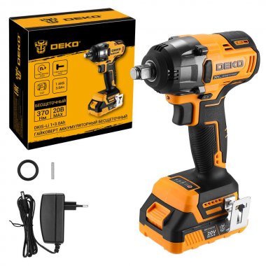 Фотография товара 'Deko 083-1085 Гайковерт аккумуляторный бесщеточный 20В, 1*3.0Ач, 370 Нм'