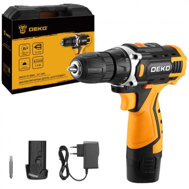 Фотография товара 'Deko 083-1006 Аккумуляторная дрель-шуруповерт DKCD12V в кейсе, 12В, 2х1.5Ач'