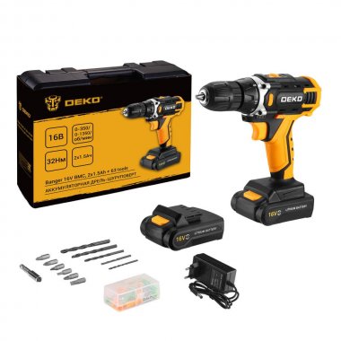 Фотография товара 'Deko 080-1003 Аккумуляторная дрель-шуруповерт Banger 16V 16В, 2х1.5Ач'