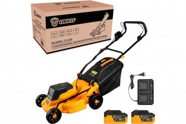 Фотография товара 'Deko 083-2018 Газонокосилка аккумуляторная 2х20В, 2x4.2Aч, двойное з/у, 370мм'