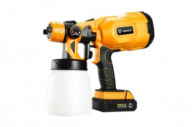 Фотография товара 'Deko 063-4180 Краскопульт аккумуляторный DKSG20K2, 20В, 800 мл, 1*2.0Ач'