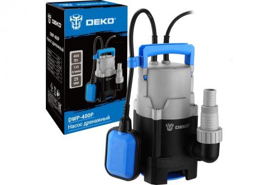 Фотография товара 'Deko 076-0542 Насос дренажный DWP-400P (грязевая, поплавок, 220В, 400Вт, пластик)'