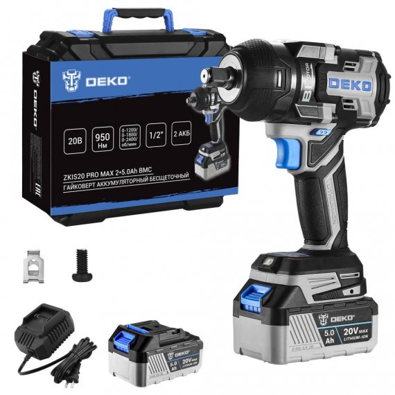 Фотография товара 'Deko 083-1088 Гайковерт аккумуляторный 20В, 2*5.0Ач, 950 Нм'