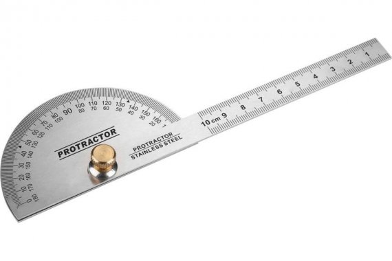 Фотография товара 'Deko 041-0221 Транспортир с линейкой из нержавеющей стали 198мм DKM198'