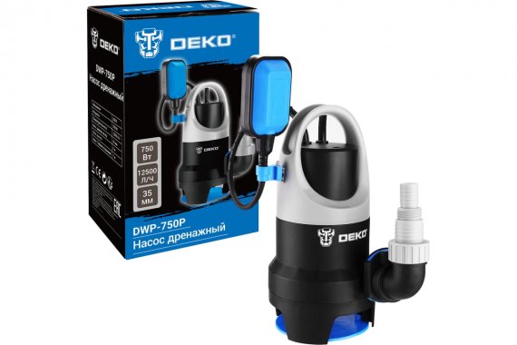 Фотография товара 'Deko 076-0515 Насос дренажный DWP-750P (грязевая, поплавок, 220В, 750Вт, пластик)'