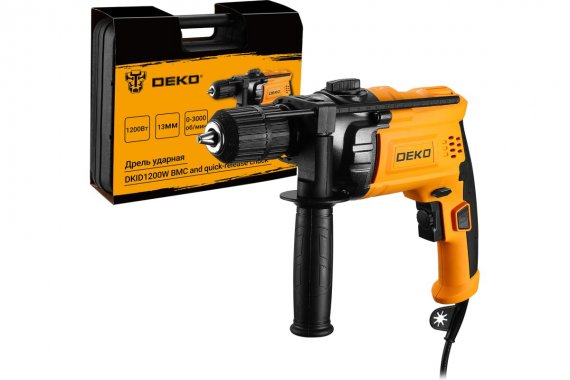 Фотография товара 'Deko 063-4327Дрель ударная сетевая DKID1200W в кейсе с быстрозажимным патроном'
