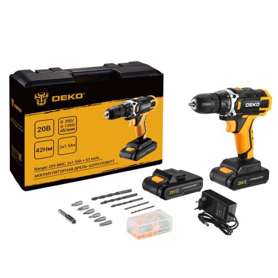 Фотография товара 'Deko 080-1005 Аккумуляторная дрель-шуруповерт Banger 20V 20В, 2х1.5Ач'