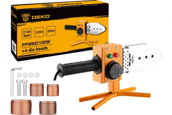 Фотография товара 'Deko 063-4247 Аппарат для сварки полипропиленовых труб PPWM2100W, 4 насадки (20-40 мм)'
