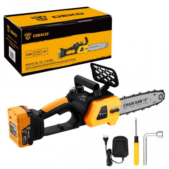 Фотография товара 'Deko 083-2000 Пила цепная аккумуляторная бесщеточная DKCHS 20, 10", 20В, 1x4.0Ач, з/у'