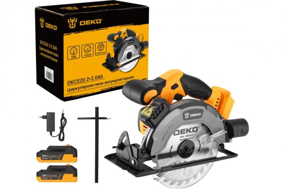 Фотография товара 'Deko 063-4210 Циркулярная пила аккумуляторная DKCS20, 20В, 165мм, 2*2.0Ач'