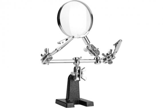 Фотография товара 'Deko 065-0925 Держатель прецизионный с зажимами и лупой HT18, 60мм, 3х увеличение'