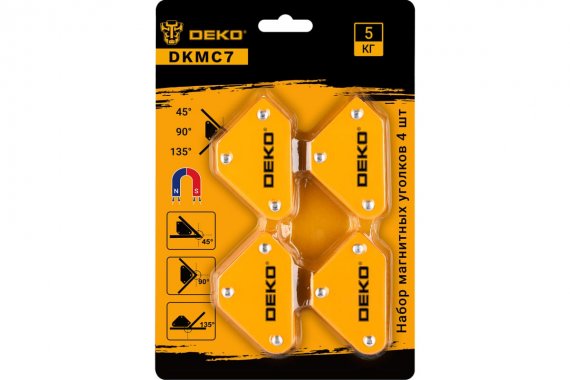 Фотография товара 'Deko 065-0646 Набор магнитных уголков 4 шт DKMC7 (45/90/135 град. до 5кг)'