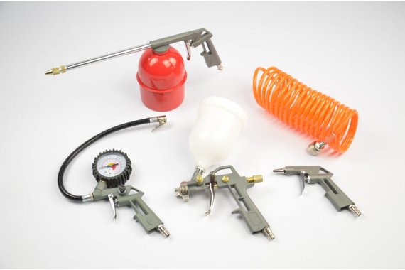 Фотография товара 'Deko 018-0904 Набор пневмоинструмента Zitrek 5PCS (5 предметов краскораспылитель с верхним бачком)'