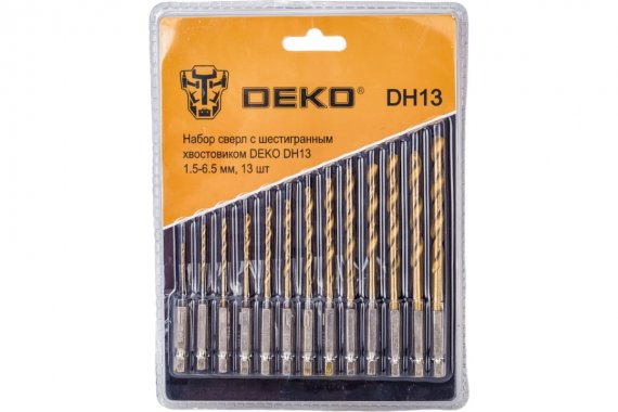 Фотография товара 'Deko 065-0538 Набор сверл с шестигранным хвостовиком DH13, 1.5-6.5 мм'