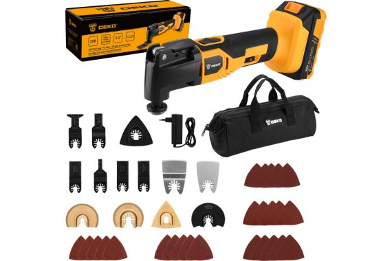 Фотография товара 'Deko 063-2052 Реноватор DKOT20 быстрозажимной, в сумке + набор предметов 38 шт, 20В, 1*2.0Ач, з/у'