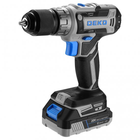 Фотография товара 'Deko 083-1038 Аккумуляторная дрель-шуруповерт + 63 инструмента для дома, 20В, 2x2'