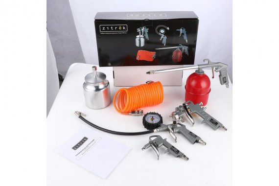 Фотография товара 'Deko 018-1087 Набор пневмоинструмента Zitrek 5PCS-1 (5 предметов краскораспылитель с нижним бачком)'