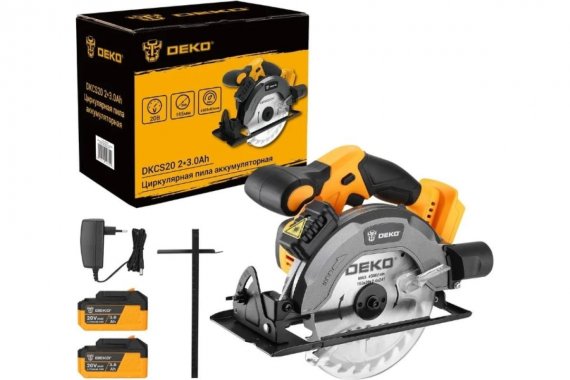 Фотография товара 'Deko 063-4024 Циркулярная пила аккумуляторная DKCS20, 20В, 165мм, 2*3.0Ач'