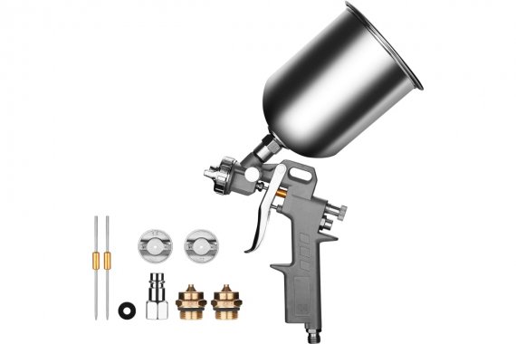 Фотография товара 'Deko 018-0925 Краскопульт пневматический с верхним бачком и сменными соплами DKSG1U-1'