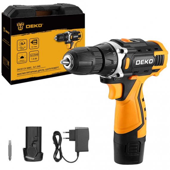 Фотография товара 'Deko 083-1006 Аккумуляторная дрель-шуруповерт DKCD12V в кейсе, 12В, 2х1.5Ач'
