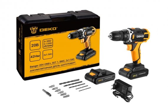 Фотография товара 'Deko 083-1110 Аккумуляторная дрель-шуруповерт в кейсе, 2х1.5Ач'
